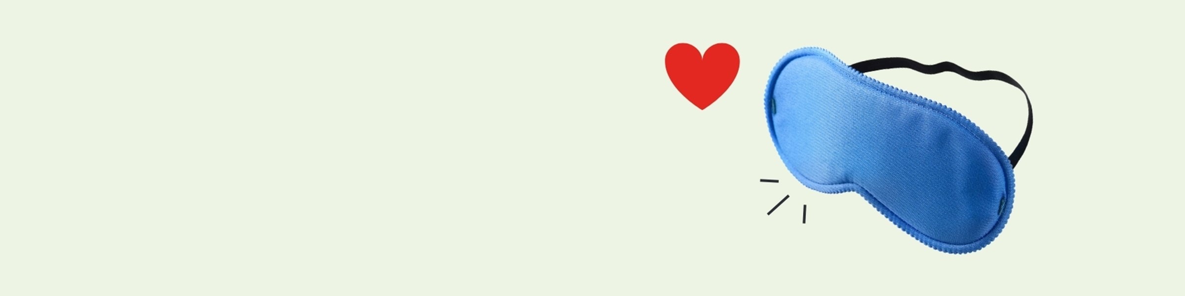 Afbeelding van een slaapmasker met een hartje ernaast