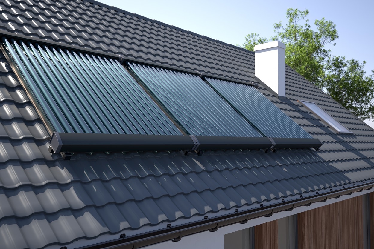 zonnecollectoren op een dak