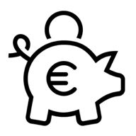 icoon van spaarpot met euroteken 
