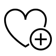 icoon van hart met een plusje